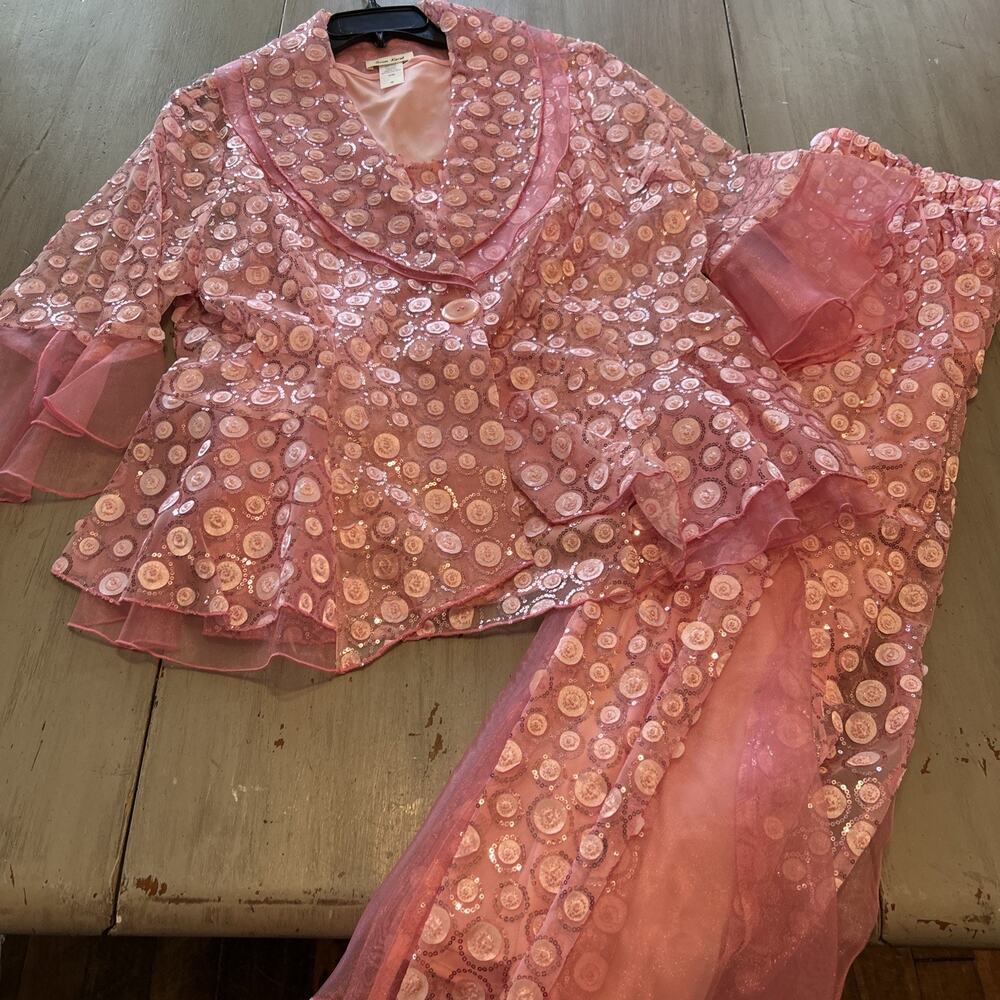 NWT Seven Karat Pink Sequins Skirt 3 Pc Set Sz 3X Modest Wedding Church Outfit